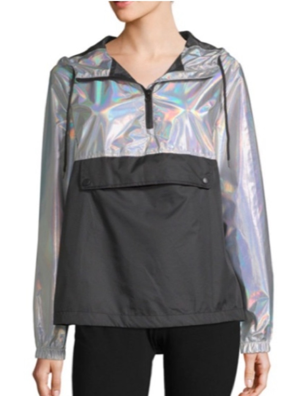 Xersion Iridescent Silver and Black Hooded Jacket